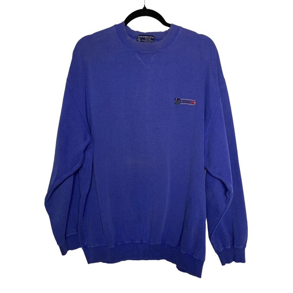 VTG Abercrombie & Fitch Country Clothes Sweatshirt Blue Large Hong Kong Cotton